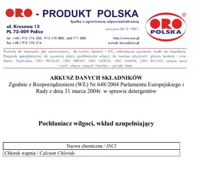 Oro, AD202, pochłaniacz wilgoci  wkład uzupełniający, 450g