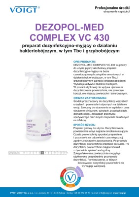 VC 430 Dezopol Med Complex, alkoholowy preparat dezynfekcyjno-myjący o działaniu grzybobójczym i bakteriobójczym, spray 600ml