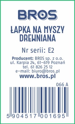 Bros tradycyjna łapka na myszy drewniana 1 sztuki