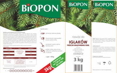 Biopon, nawóz granulowany do iglaków przeciw brązowieniu, 3kg