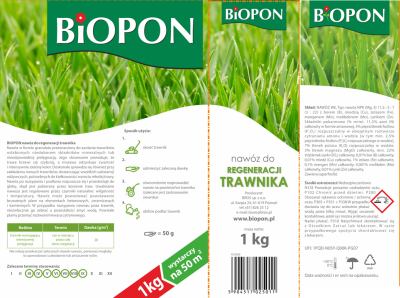 Biopon, nawóz granulowany do regeneracji trawnika, 1kg