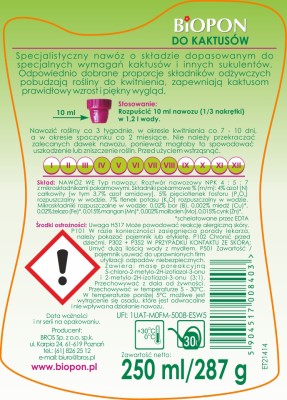 Biopon, nawóz w płynie do kaktusów, 250ml