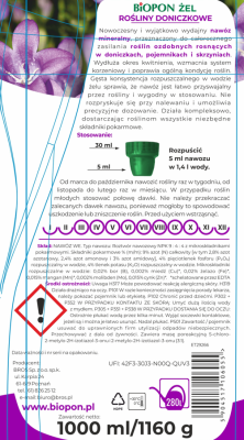 Biopon, żelowy nawóz mineralny do roślin doniczkowych, 1l