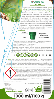 Biopon, żelowy nawóz mineralny do iglaków, 1l