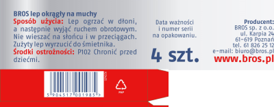 Bros okrągły lep na muchy 4 sztuki