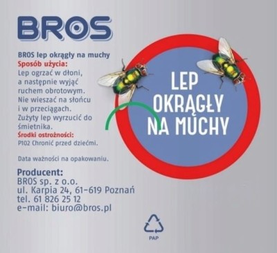 Bros okrągły lep na muchy 4 sztuki