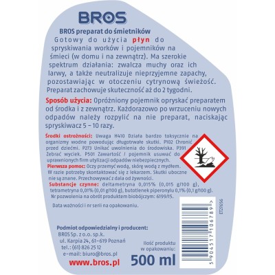 Bros 2w1, preparat na owady do śmietników, spray 500ml