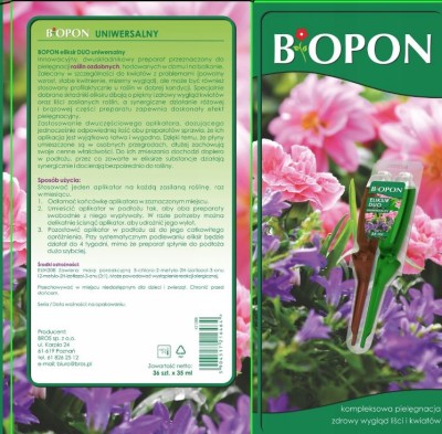 Biopon, Eliksir Duo, odżywka uniwersalna do kwiatów, 35ml, 36 sztuk