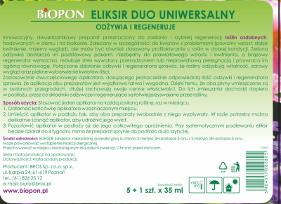 Biopon, Eliksir Duo, odżywka uniwersalna do kwiatów, 35ml, 6 sztuk