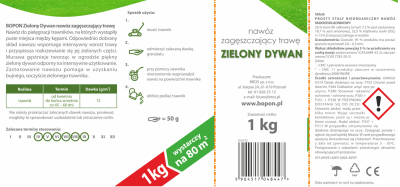 Biopon, Zielony Dywan, nawóz granulowany do trawnika , 1kg