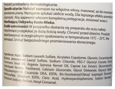 Vellie Kozie Mleko, szampon do włosów z olejem arganowym i keratyną, 250ml