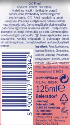 Nivea, Dwufazowy pielęgnujący płyn do demkijażu oczu 125ml