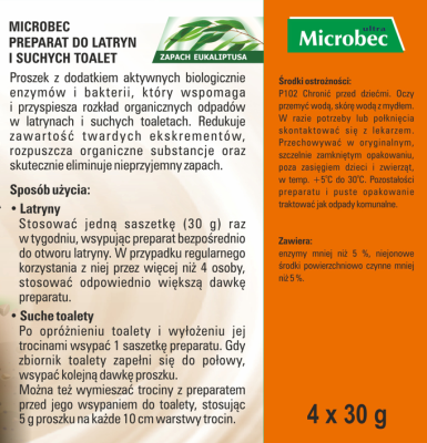 Bros Microbec Ultra preparat do latryn i suchych toalet 30g x 4 sztuk