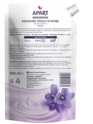 Apart Natural, Prebiotic, Passiflora i Fiołek, mydło w płynie, opakowanie uzupełniające w folii, 400 ml