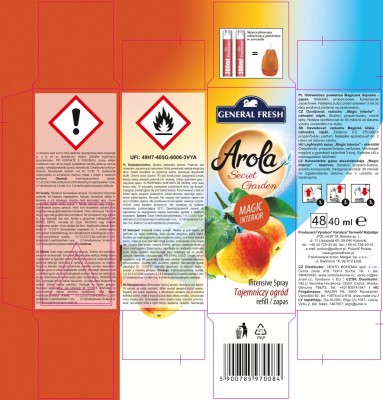 Arola General Fresh Magiczna Szyszka Tajemniczy Ogród odświeżacz powietrza zapas 40ml 