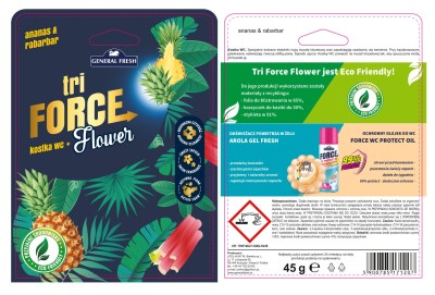 Tri Force General Fresh Flower Ananas i Rabarbar kostka do toalety WC 45g